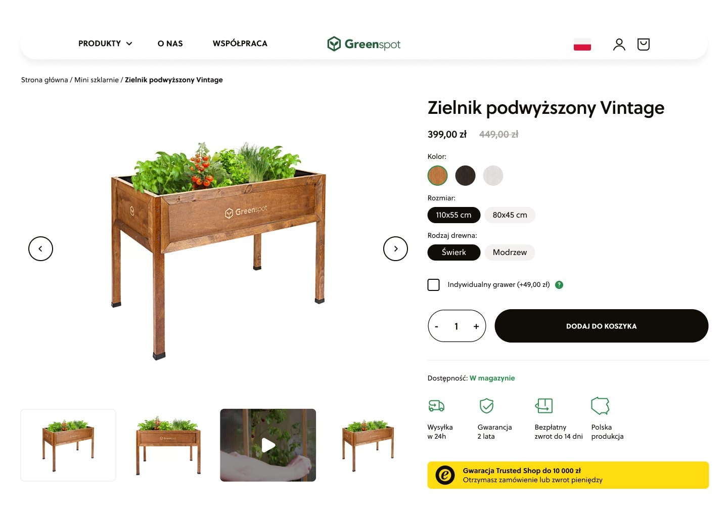 Karta produktu Zielnik podwyższony Vintage z wariantami