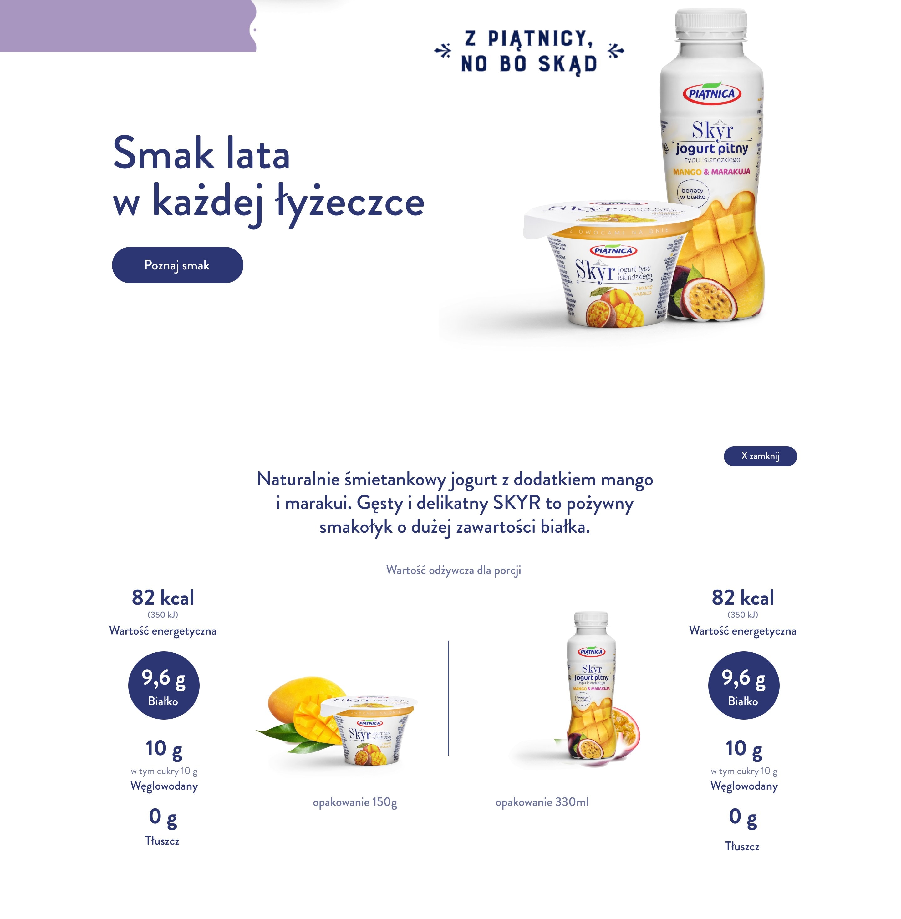 Rozwinięta karta produktu z wartościami odżywczymi